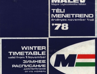 Malev Hungarian Airlines winter Timetable / flight schedule  1978, original vintage airline collectible